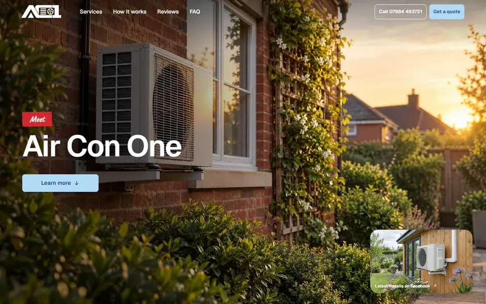 Air Con One website homepage.