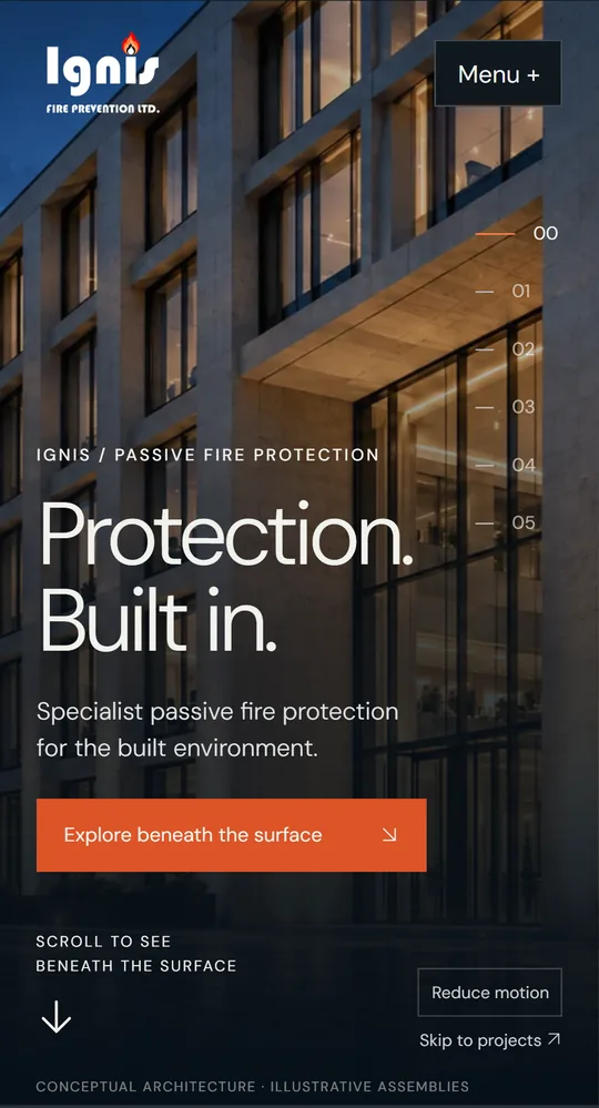 Ignis Fire Prevention website on a phone.