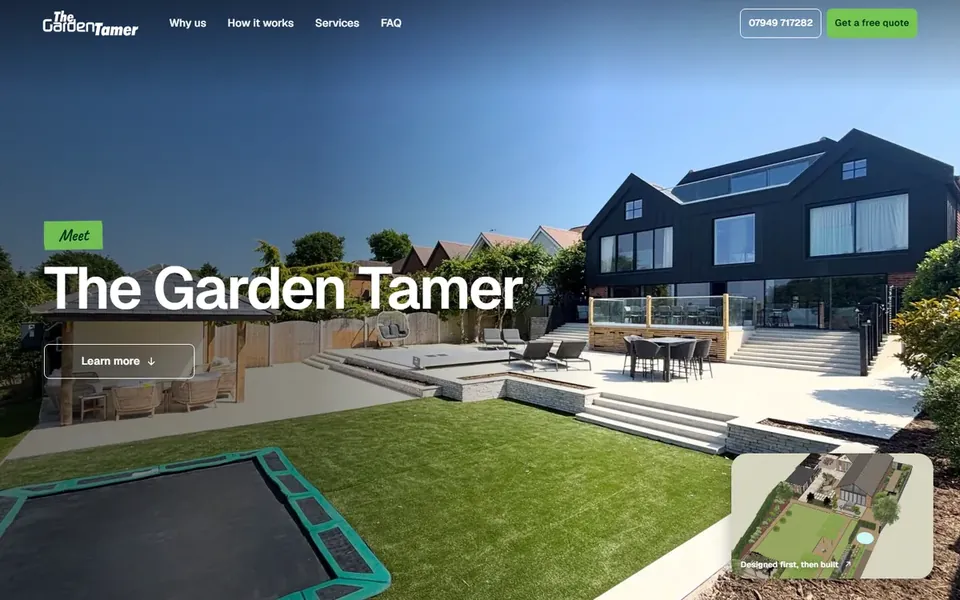 The Garden Tamer website homepage.